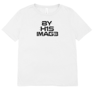 By His Image Christian white t-shirt Genesis 1:27 front view